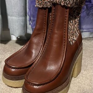 Chloe Chestnut Leather Heeled Boots